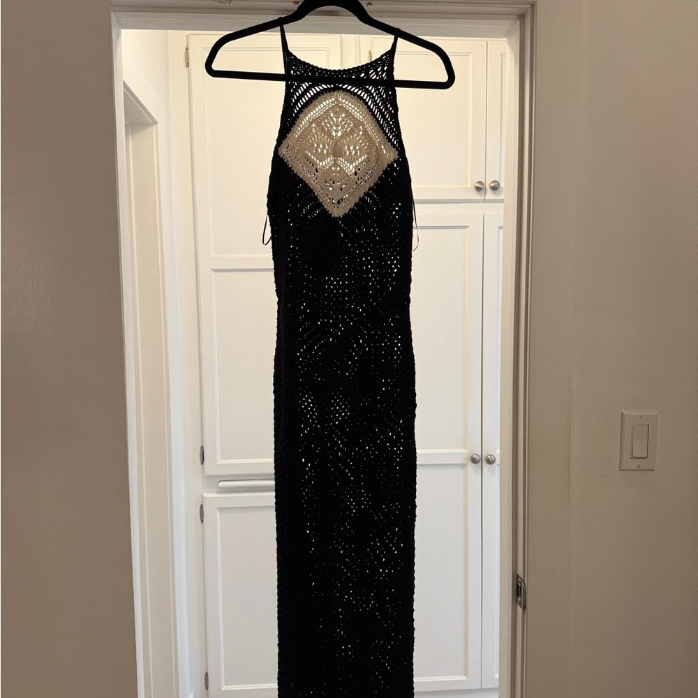NWT Black/Cream Zara Crochet Maxi Dress
